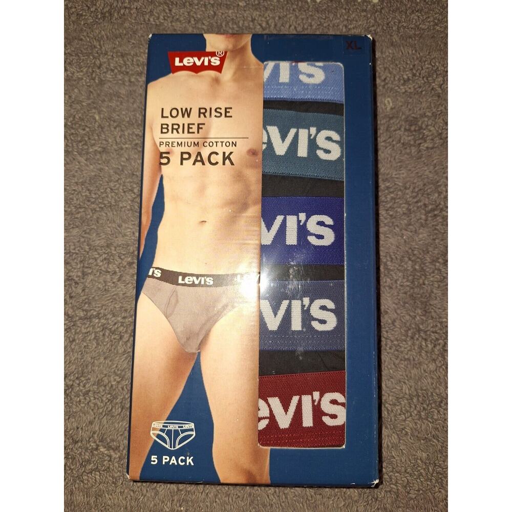 Levis Low Rise Briefs Mens 5 Pack XL 40-42 Multi Colors Logo Tag Free‎